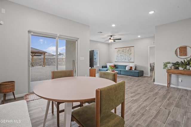 2308 Enchanted Quail, El Paso, TX 79911 - dining area with recessed lighting, light wood-style floors, and a ceiling fan