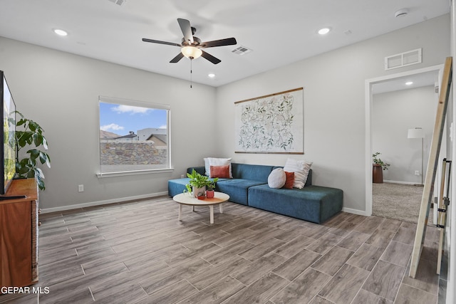 2308 Enchanted Quail, El Paso, TX 79911 - living area featuring ceiling fan, wood finished floors, and recessed lighting