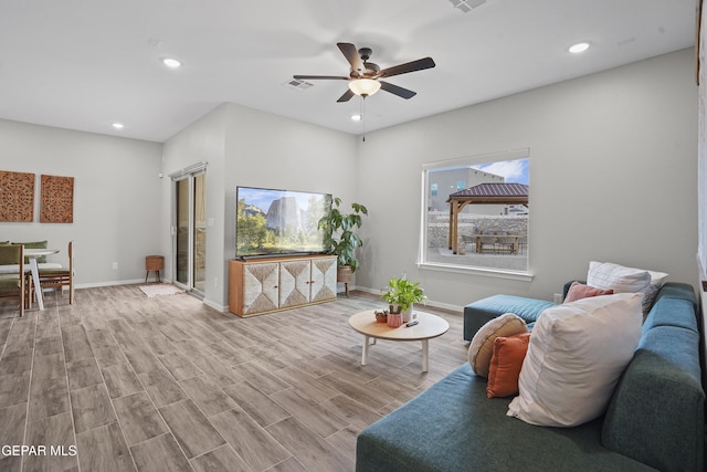 2308 Enchanted Quail, El Paso, TX 79911 - living room with ceiling fan, recessed lighting, and wood finished floors