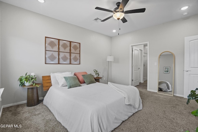 2308 Enchanted Quail, El Paso, TX 79911 - bedroom with carpet, recessed lighting, and ceiling fan