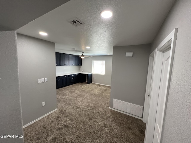 1160 Cielo Mar Dr, Socorro, TX 79927 - basement featuring carpet, a ceiling fan, recessed lighting, and a textured ceiling