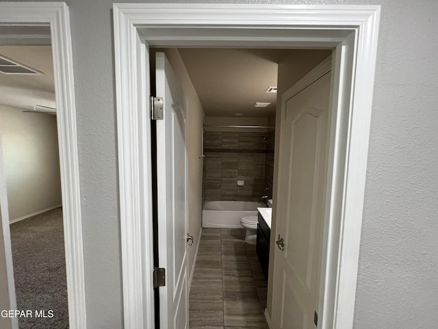 1160 Cielo Mar Dr, Socorro, TX 79927 - bathroom with tile patterned floors, vanity, and bathtub / shower combination