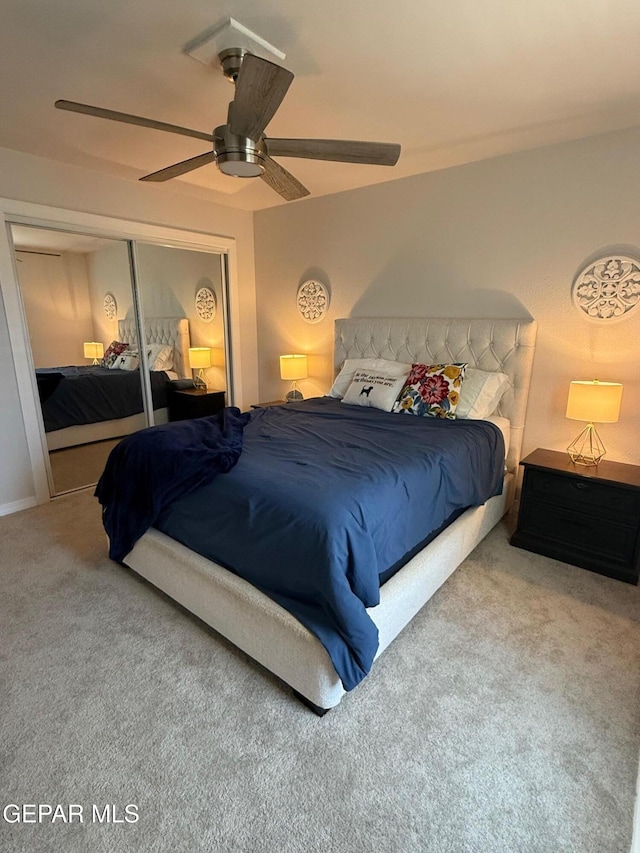 1005 Singing Hills Dr, El Paso, TX 79912 - carpeted bedroom featuring a closet and ceiling fan
