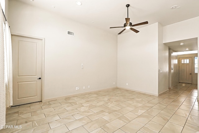 14512 Dominic Azcarate Dr, El Paso, TX 79938 - unfurnished room with a ceiling fan, recessed lighting, and light tile patterned floors