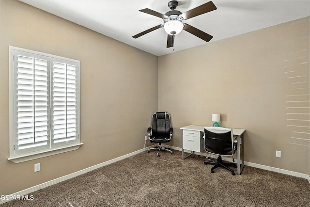 14552 Long Shadow Ave, El Paso, TX 79938 - carpeted home office with ceiling fan and baseboards