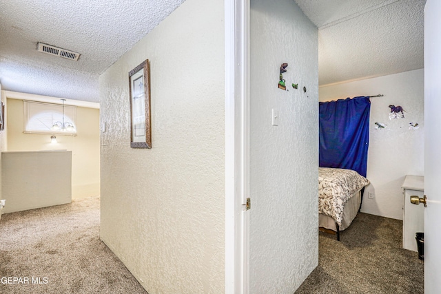 11581 Valle Verde Rd, Socorro, TX 79927 - hall featuring carpet floors, a textured wall, and a textured ceiling