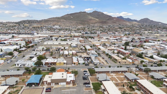 2123 Magoffin Ave, El Paso, TX 79901 - aerial overview of property's location with a mountainous background and nearby suburban area