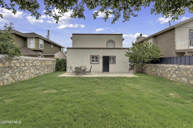 12372 Robert Dahl Dr, El Paso, TX 79938 - rear view of property featuring stucco siding and a patio