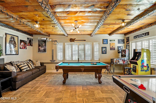 1624 Vinton Rd, Anthony, NM 88021 - game room with a wood ceiling with exposed beams, billiards, and healthy amount of natural light