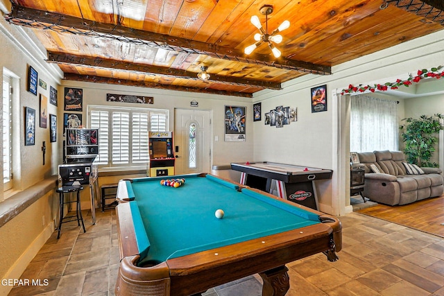 1624 Vinton Rd, Anthony, NM 88021 - playroom featuring a wooden ceiling with exposed beams and pool table
