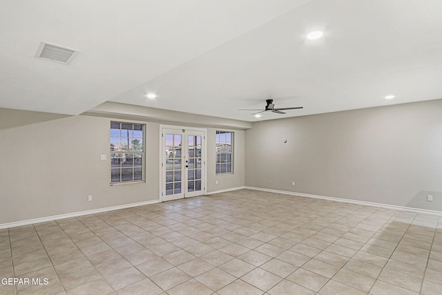 8921 Gemotes Pl, El Paso, TX 79907 - spare room featuring a ceiling fan, recessed lighting, and light tile patterned floors