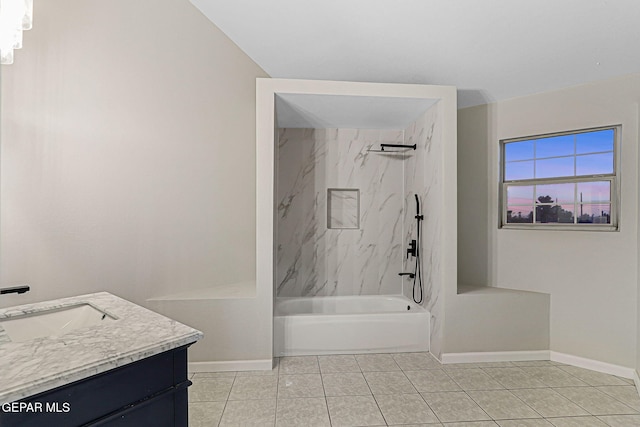 8921 Gemotes Pl, El Paso, TX 79907 - full bathroom with vanity,  shower combination, and tile patterned floors