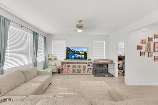 1649 Sam Dominguez, El Paso, TX 79928 - living room with a ceiling fan and tile patterned floors