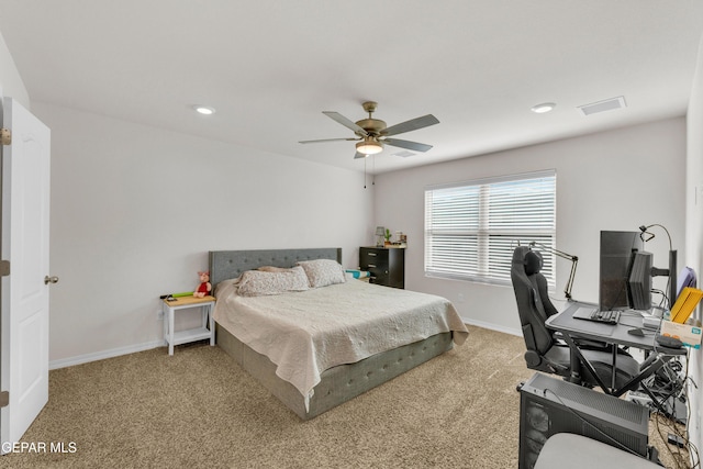 1649 Sam Dominguez, El Paso, TX 79928 - bedroom featuring carpet, an office area, ceiling fan, and recessed lighting