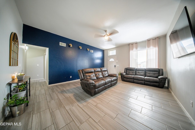 13163 Emerald Isle St, El Paso, TX 79928 - living area featuring a ceiling fan and wood finish floors