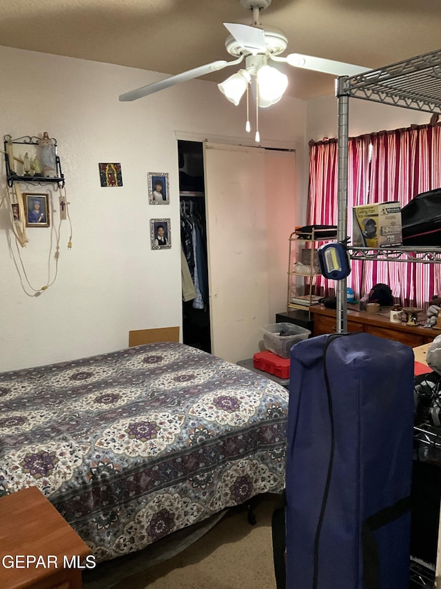 11816 Oxcart Run St, El Paso, TX 79936 - bedroom featuring a closet, carpet, and ceiling fan