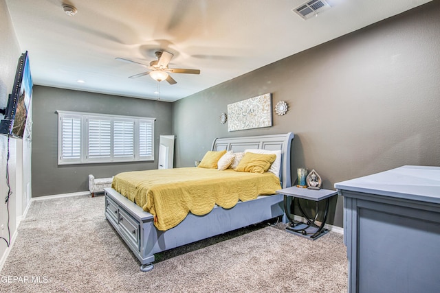 12571 New Dawn Dr, El Paso, TX 79928 - bedroom with light carpet and a ceiling fan