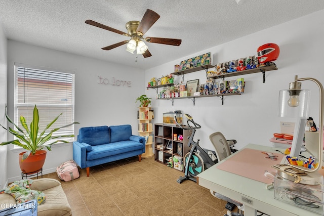 5609 Rick Husband Dr, El Paso, TX 79934 - office space with a ceiling fan and a textured ceiling