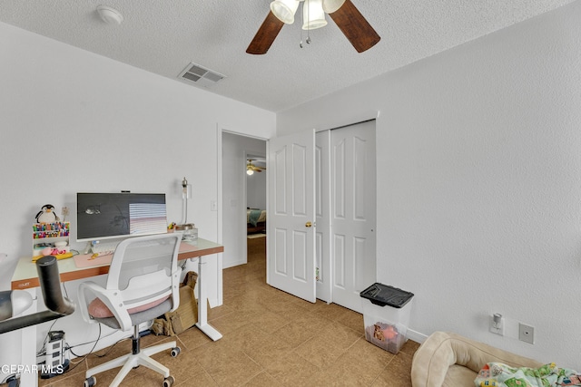 5609 Rick Husband Dr, El Paso, TX 79934 - office space with ceiling fan and a textured ceiling