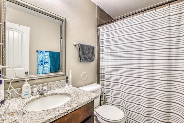 12140 Mesquite Thorn Dr, El Paso, TX 79934 - full bath featuring vanity, a textured wall, a textured ceiling, and a shower with shower curtain