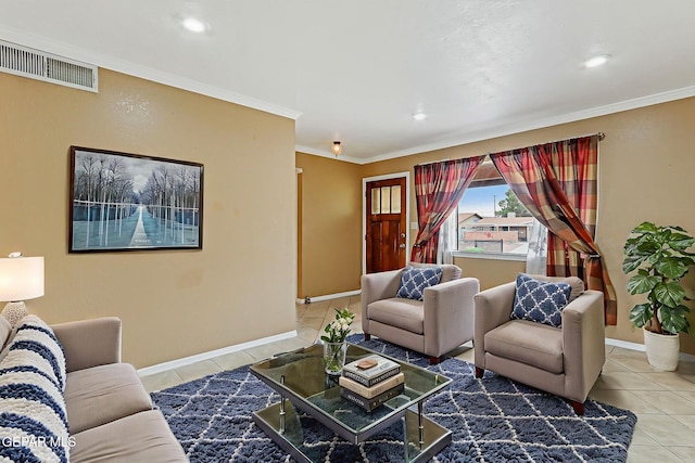 3417 Thomason Ave, El Paso, TX 79904 - living room with light tile patterned floors, crown molding, and recessed lighting