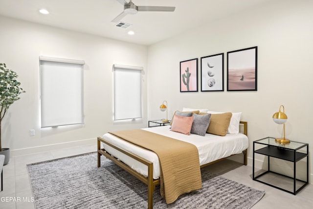 1837 Bridle, El Paso, TX 79911 - bedroom featuring light tile patterned floors, ceiling fan, and recessed lighting