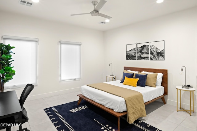 1837 Bridle, El Paso, TX 79911 - bedroom with light tile patterned flooring, recessed lighting, and a ceiling fan
