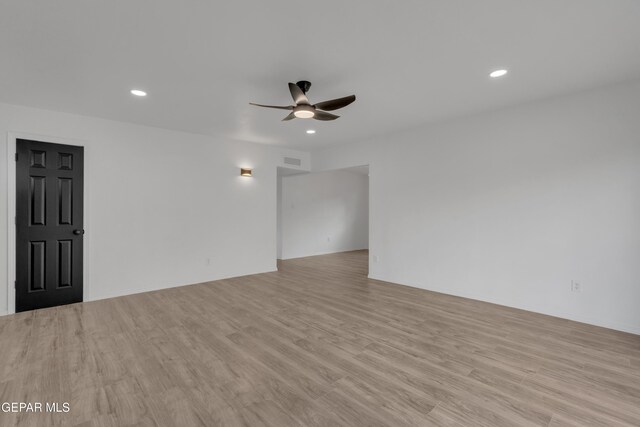 10113 Shenandoah St, El Paso, TX 79924 - empty room with a ceiling fan, light wood-type flooring, and recessed lighting