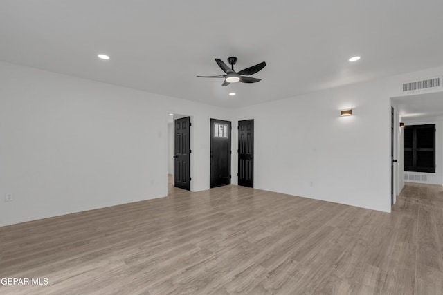 10113 Shenandoah St, El Paso, TX 79924 - unfurnished room featuring a ceiling fan, recessed lighting, and light wood-style flooring