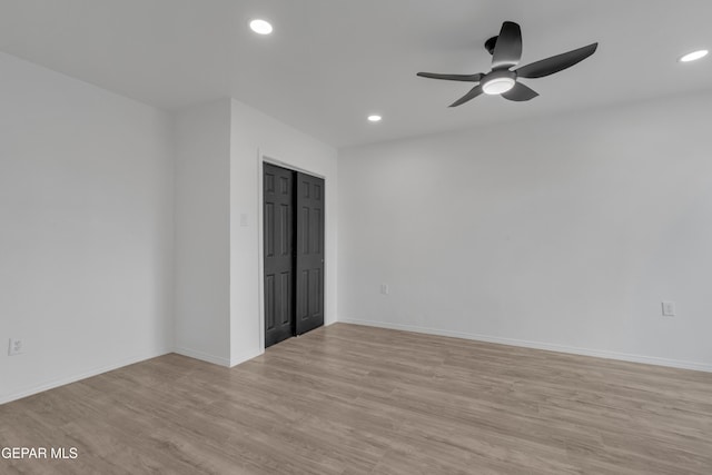 10113 Shenandoah St, El Paso, TX 79924 - empty room with recessed lighting, ceiling fan, and light wood-type flooring