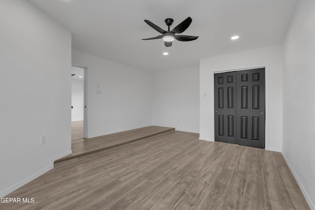 10113 Shenandoah St, El Paso, TX 79924 - empty room featuring a ceiling fan, wood finished floors, and recessed lighting
