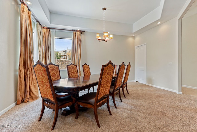 6514 Franklin Cove Place, El Paso, TX 79912 - dining area featuring light carpet, a chandelier, and recessed lighting