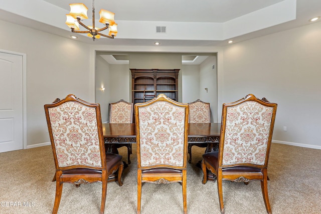 6514 Franklin Cove Place, El Paso, TX 79912 - dining space featuring a chandelier, carpet flooring, and recessed lighting