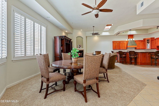6514 Franklin Cove Place, El Paso, TX 79912 - dining room with ceiling fan and light tile patterned flooring