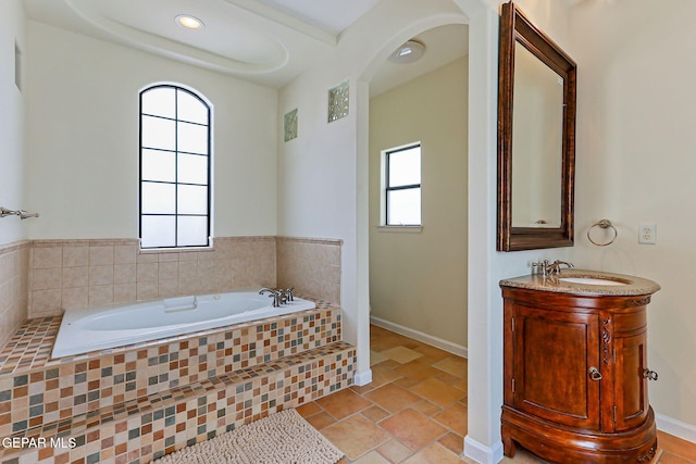 6514 Franklin Cove Place, El Paso, TX 79912 - full bath featuring vanity, a garden tub, and recessed lighting