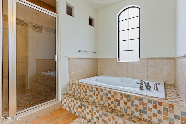 6514 Franklin Cove Place, El Paso, TX 79912 - bathroom featuring tile patterned floors, a bath, plenty of natural light, and a shower stall