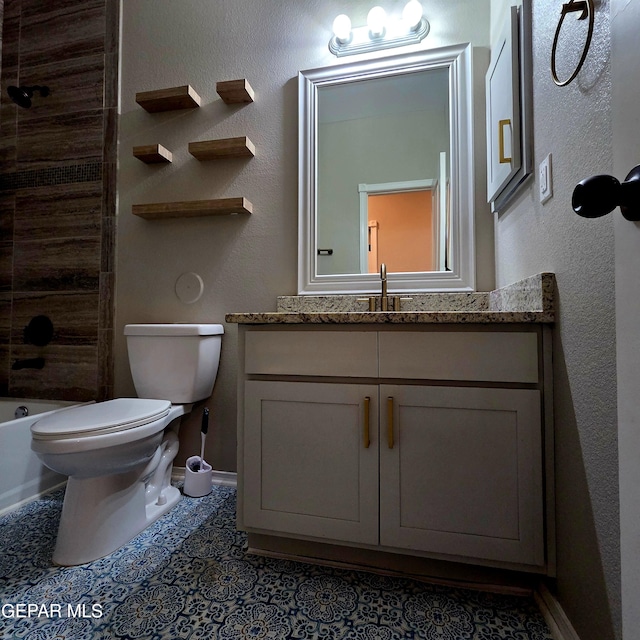 14368 Angel D Garcia Ct, El Paso, TX 79938 - bathroom with vanity, bathing tub / shower combination, and a textured wall