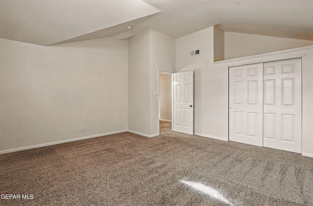 11353 W Ranch Ct, El Paso, TX 79934 - unfurnished bedroom with carpet floors, lofted ceiling, and a closet
