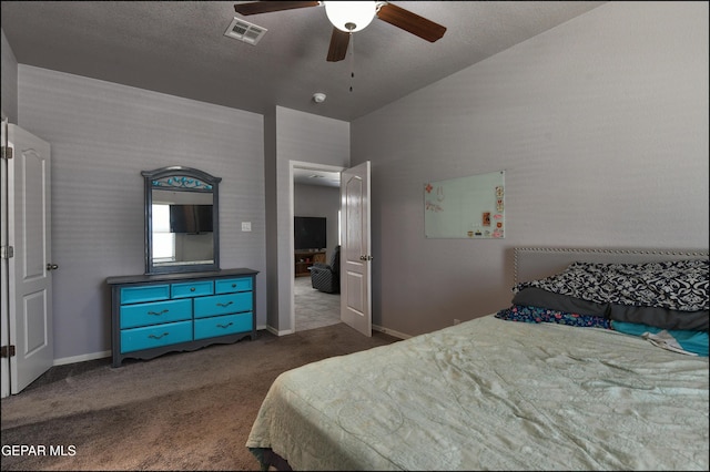 5949 Hidden Palms Dr, El Paso, TX 79924 - bedroom with carpet flooring, ceiling fan, and lofted ceiling