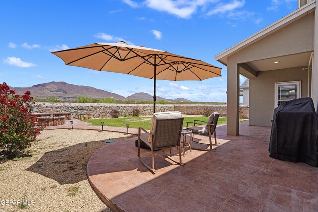 2228 Thawline Pl, El Paso, TX 79911 - view of patio with a mountain view and grilling area