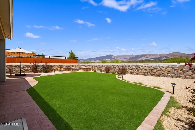 2228 Thawline Pl, El Paso, TX 79911 - view of yard with a mountain view and a patio area