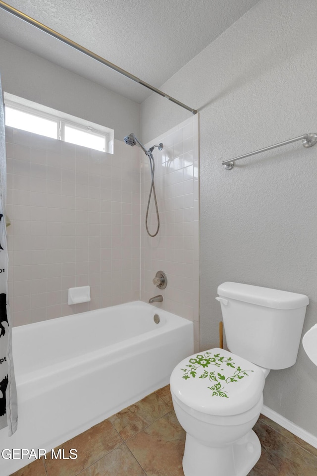 4328 Loma Alegre Dr, El Paso, TX 79934 - full bath with shower / tub combo with curtain and a textured ceiling