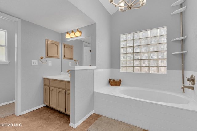 4328 Loma Alegre Dr, El Paso, TX 79934 - full bath with vanity, a bath, and tile patterned floors