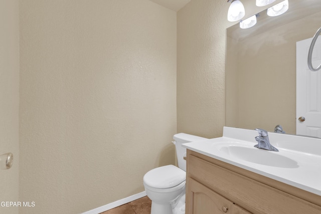 4328 Loma Alegre Dr, El Paso, TX 79934 - half bath featuring vanity, a textured wall, and tile patterned flooring