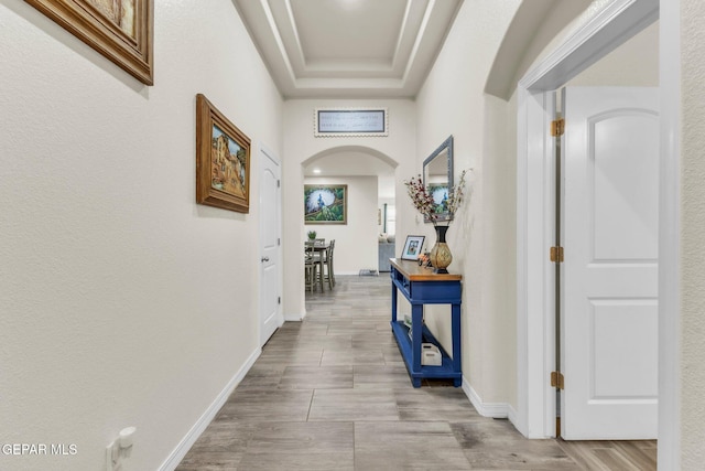 237 Gonzalo Cir, El Paso, TX 79932 - corridor featuring arched walkways and wood finished floors