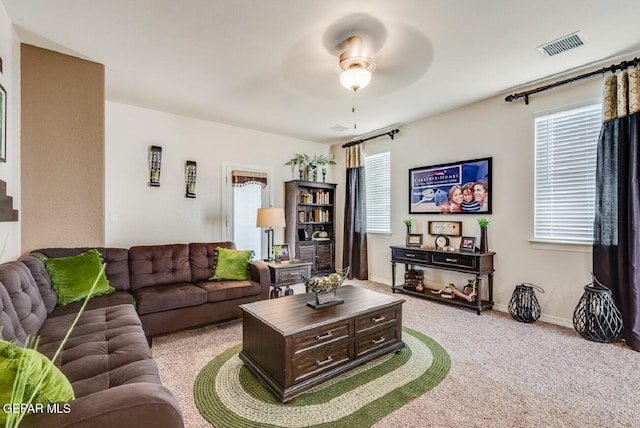 15249 Apex Ct, El Paso, TX 79938 - living room featuring a ceiling fan and carpet floors