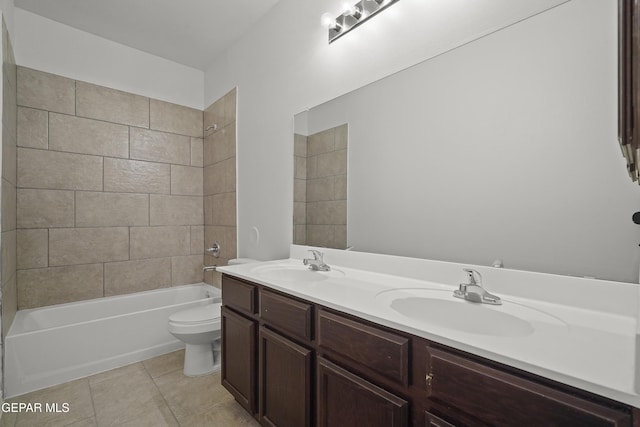 245 Hunstanton St, Horizon City, TX 79928 - full bath with double vanity, bathtub / shower combination, and tile patterned floors