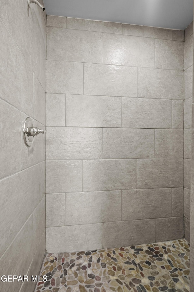 245 Hunstanton St, Horizon City, TX 79928 - bathroom featuring a tile shower and stone finish flooring