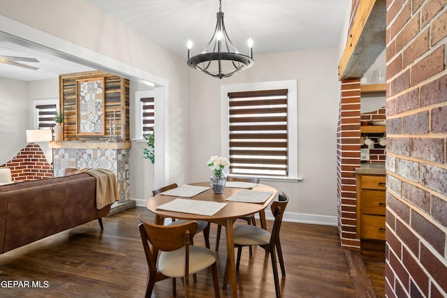 1531 E Rio Grande Ave, El Paso, TX 79902 - dining room with wood finished floors, a chandelier, and ceiling fan