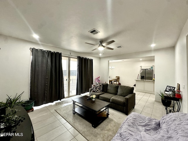 7780 Enchanted Park Dr, El Paso, TX 79911 - living room featuring light tile patterned floors and ceiling fan
